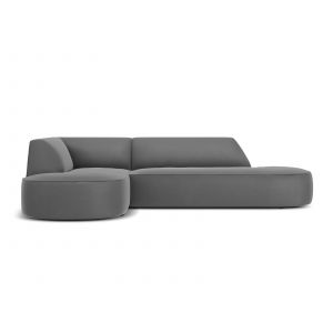 Image de Canap&eacute; D'Angle Gauche 4 places en Velours Gris Fonc&eacute;