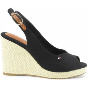 Tommy Hilfiger Espadrilles Compensées Femme Flag High Slingback à Bride Cheville, Noir (Black), 37