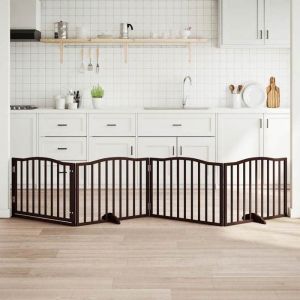 VidaXL Barrière pour chiens avec porte 4 panneaux bois de peuplier