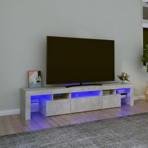 VidaXL Meuble TV avec lumières LED Gris béton 200x36,5x40 cm
