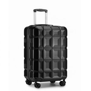 Valise Cabine 54cm Rigide ABS Ultra Légère et Résistante Bagages a Cabine avec 4 roulettes Valise de Voyage Serrure TSA Noir
