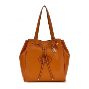 Guess Sac à épaule brun clair pour femme - Calebra Drawstring Tote Cognac 310225