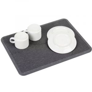 Wenko Tapis d'&eacute;gouttage Mod. Damon s&eacute;chage rapide diatomite cuisine absorbant pieds en silicone papier abrasif inclus 40x30 cm gris hygi&eacute;nique