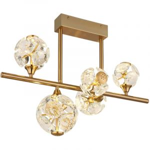 Globo Lighting Plafonnier lampe de salon plafonnier verre cristal led dor&eacute; l 61 cm