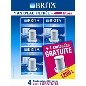 Brita 0133 - 4 cartouches filtrantes On Tap pour robinet (4800 L)