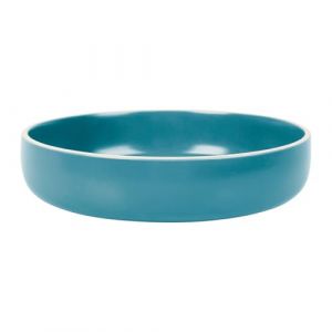 GENEVIEVE LETHU 536317 Assiette Creuse Modèle AEKI Ø 20,5 cm - Assiette à Soupe d'inspiration scandinave Bleu en Grés
