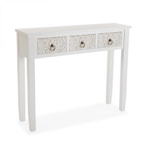 Image de Versa Nanako Meuble d'Entrée Étroit, Table console, 78x25x95cm - Blanc