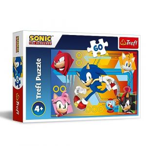 Trefl The Hedgehog, Action 60 &eacute;l&eacute;ments-Puzzle color&eacute; avec Les Personnages Sonic, Divertissement cr&eacute;atif, Jeu pour Les Enfants de 4 Ans et Plus, 17387, Multicoloured