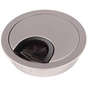 Sotech Passage de c&acirc;bles en m&eacute;tal aspect inox mat Dimension de per&ccedil;age &Oslash; 68 mm Bureau avec joint anti-poussi&egrave;re