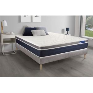 Actisom Ensemble ACTILATEX CONFORT Matelas Latex+mémoire de forme 140x190 cm Maxi épaisseur 7zones de confort + sommier KIT gris