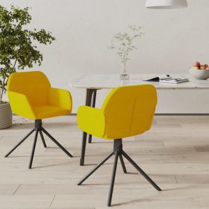 VidaXL Chaises pivotantes de salle &agrave; manger 2 pcs Jaune Velours - Jaune