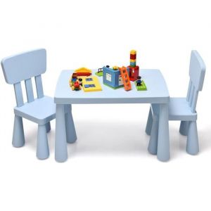 GIANTEX GIANTEX Ensemble Table et Chaises pour Enfants de 1 à 7 Ans, 1 Table de Jeux et 2 Chaises Idéal pour Manger, Dessiner, É