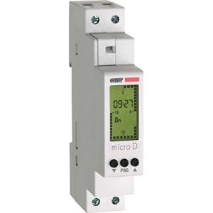 VEMER VE758100 Micro D - Minuterie Programmable Numérique, Interrupteur Horaire avec Programmation Journalière, Montage sur Rail DIN, Blanc