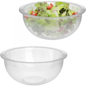 Relaxdays Lot de 2 Bols à Salade, en Verre, 2,4 l, Bol mélangeur, Plat de Service, Bols Ronds en Verre, 10 x 23,5 cm, Transparent