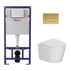 Swiss Aqua Technologies Pack WC b&acirc;ti-support l&eacute;ger 112 cm ECO 2L Swiss Aqua Technologies + WC suspendu Ceramia + plaque or mat (STECE14WT06-FR)