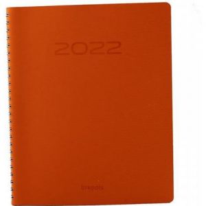 Brepols 1 Agenda Semainier TIMING CALVI - Janvier 2022 à Décembre 2022 - Dimension 17 x 22 cm - Couleur Orange