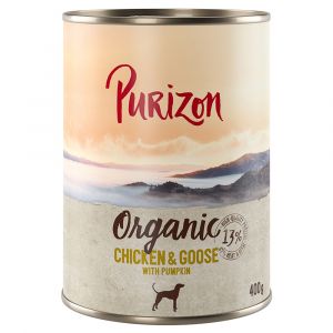 Purizon Organic Bio 6 x 400 g - poulet, oie & potiron