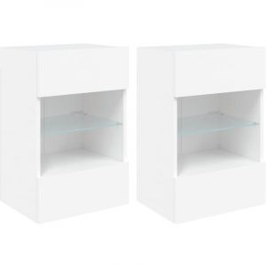 VidaXL Meubles Tv Muraux Avec Lumières Led 2 Pcs Blanc 40x30x60,5 Cm