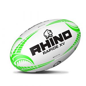 Rhino Rapide XV Ballon de Rugby Blanc/Vert Taille 4