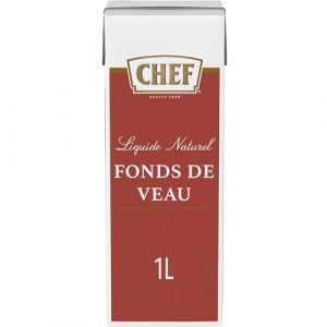CHEF Fonds de Veau Naturel - Fonds Naturel Liquide - Aides Culinaires, Sauces - Brique De 1L Prêt-À-L'emploi