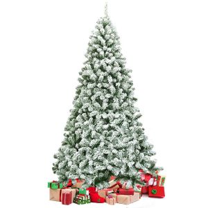 Sapin de No&euml;l Coast avec neige - 225 cm - 1364 branches - blanc/vert