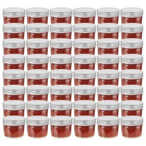 VidaXL 48 pcs Pots à confiture avec couvercles argentés Verre 110 ml