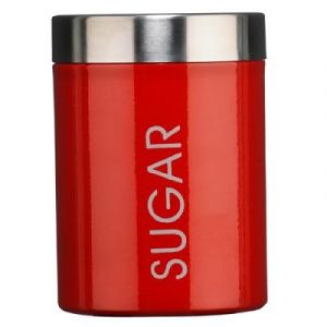 Premier housewares 0508680 BO&Icirc;TE &Agrave; SUCRE EN &Eacute;MAIL ROUGE ET COUVERCLES EN ACIER INOXYDABLE SATIN&Eacute;