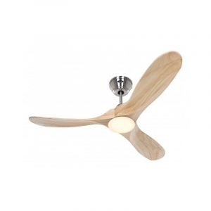 Casafan 312260 Eco V&eacute;ritable Ventilateur de Plafond avec Lumi&egrave;re et T&eacute;l&eacute;commande 16W 152cm Bois Naturel/Chrome