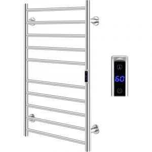 COSTWAY 120W Radiateur S&egrave;che-serviettes &Eacute;lectrique 30-60&deg;C en Acier Inoxydable avec Minuterie Affichage LED Protection Surchauffe