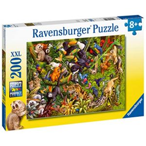 Ravensburger Elefant,Tiger Jungle color&eacute;e-Puzzle de 200 pi&egrave;ces pour Enfants &agrave; partir de 8 Ans, 13351, Jaune
