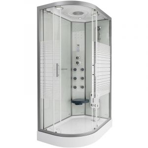 Cabine de douche avec cascade et massage dorsal white pearl Couleur : Blanc, Dimension : 120 x 80 cm Gauche - Home Deluxe
