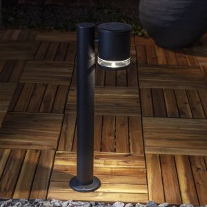 Star Trading Borne d'éclairage solaire Vienna, lampe de chemin, aluminium, noir, 55 lumens, capteur crépusculaire, blanc chaud, extérieur, 50 cm