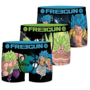 Freegun Boxer Enfant Dragon Ball Super Broly, Caleçon Garçon Doux & Confortable (Lot de 3) Taille 14/16 Ans Turquoise/Vert/Noir