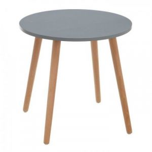 Image de Ixia Table d'appoint ronde gris naturel bois de hêtre 50cm TROLLYS