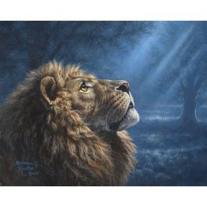 Peinture au num&eacute;ro : Lion dans la p&eacute;nombre - toile tendue sur ch&acirc;ssis