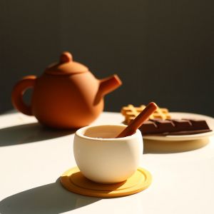 Dinette en silicone, service &agrave; th&eacute; - beige