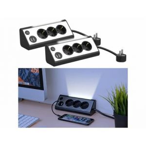 Revolt : 2 multiprises d'angle 3 prises avec 2 ports USB et veilleuse LED