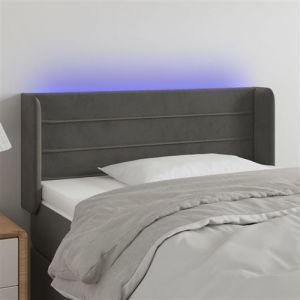 VidaXL Tête de Lit à LED Meuble de Chambre à Coucher Accessoire de Lit Simple Tête de Cadre de Lit Intérieur Gris Foncé 83x16x78/88 cm Velours