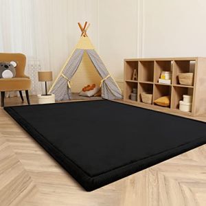 Paco Home Tapis Chambre Enfant Bebe Fille Garcon Moelleux Antidérapant Moderne Noir, 120x160 cm