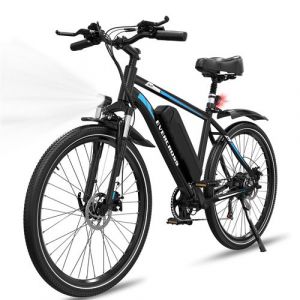 V&eacute;lo &eacute;lectrique EVERCROSS TECH 27.5" EK15 Batterie amovible 36V 13Ah 7-Vitesse Freins &agrave; Double Disque Adulte - Noir Bleu
