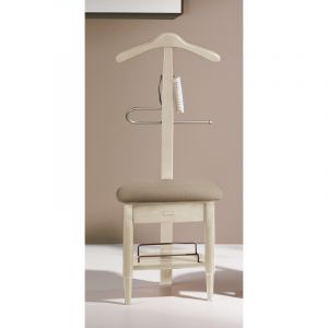 Image de Pegane Valet de Nuit/Chaise Vison en hêtre massif avec plateau porte chaussures, tiroir et accessoires pour chaussures, 41 x 45 x 115 cm -
