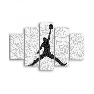 Homemania Tableau Basket Ball 5 Pi&egrave;ces Sport Pour Le Salon, La Chambre Multicouleur En Mdf, 95 X 0,3 X 60 Cm Neuf