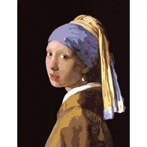 Figured'Art Peinture par Num&eacute;ro Adulte Vermeer La Jeune Fille &agrave; la Perle - Activit&eacute; Manuelle Kit de Loisir Cr&eacute;atif DIY Num&eacute;ro d'Art Complet - 40x50cm sans ch&acirc;ssis en bois