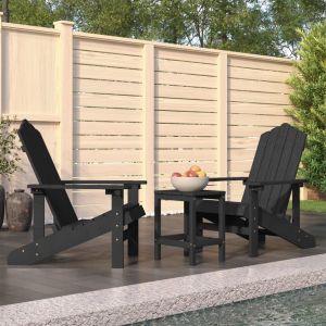VidaXL Chaises de jardin Adirondack avec table PEHD Anthracite