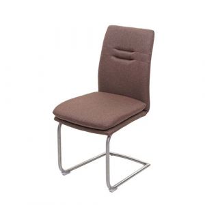 Mendler Chaise de salle à manger HWC-H70, chaise de cuisine, balancant, tissu, acier inoxydable brossé ~ brun
