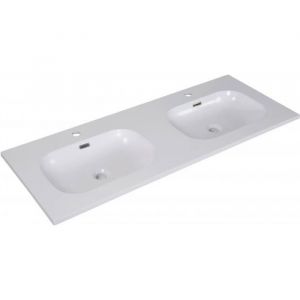 Image de Plan vasque int&eacute;gr&eacute; en r&eacute;sine de synth&egrave;se enio 120cm blanc - Blanc