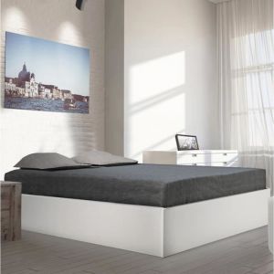 Lit Coffre Bilbao 140x200 Cm + Sommier / Blanc/ 206x147x33