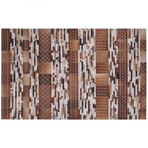 Beliani Tapis patchwork en cuir marron 160 x 230 cm HEREKLI