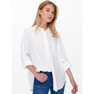 Only ONLTOKYO L/S Linen Blend Shirt PNT Noos Blouse, Blanc, Small Femme