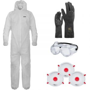 Vito Kit de Protection Jardin Phytosanitaire epi Combinaison Taille xl, Lunettes et Gants de Protection Agriculture